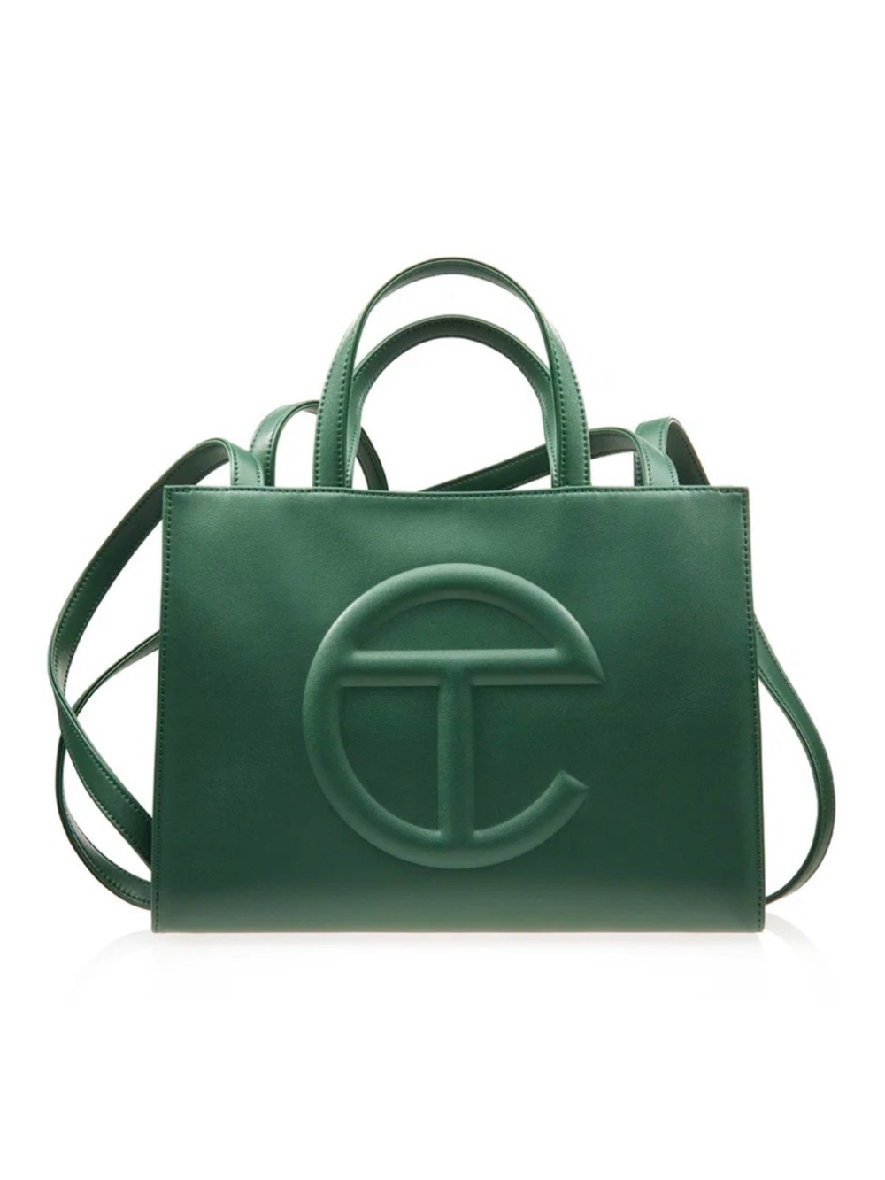 Telfar Medium Shopping Bag Dark Olive Vegan Leather With Dust Bag